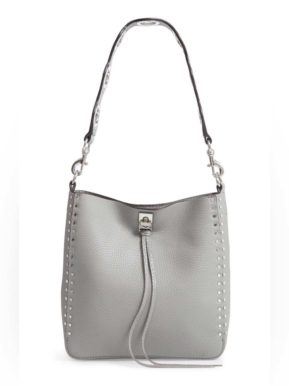 Rebecca Minkoff Darren Genuine Leather Studded Pebbled Leather Teal Shoulder Bag